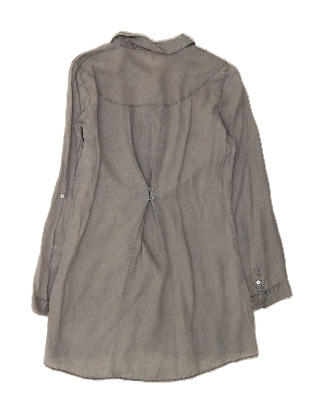 WHITE STUFF Womens Ruffle Front Pullover Shirt Dress UK 12 Medium Grey Vintage White Stuff and Second-Hand White Stuff from Messina Hembry 
