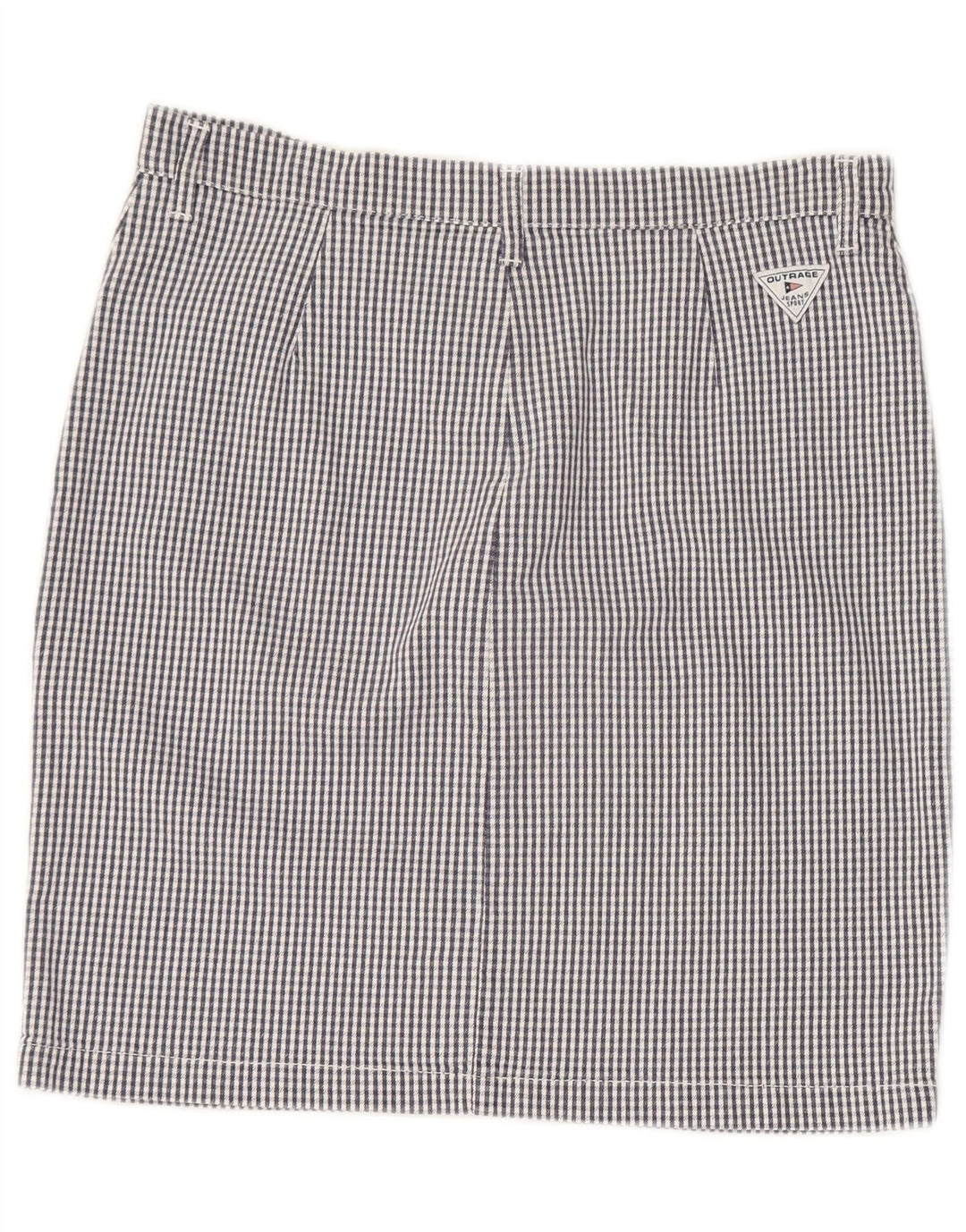 OUTRAGE Womens Pencil Skirt W34 Large Blue Gingham Cotton Vintage Outrage and Second-Hand Outrage from Messina Hembry 