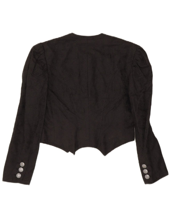 Gossl Femmes Trachten Crop Cardigan Top EU 40 Lin Noir Moyen