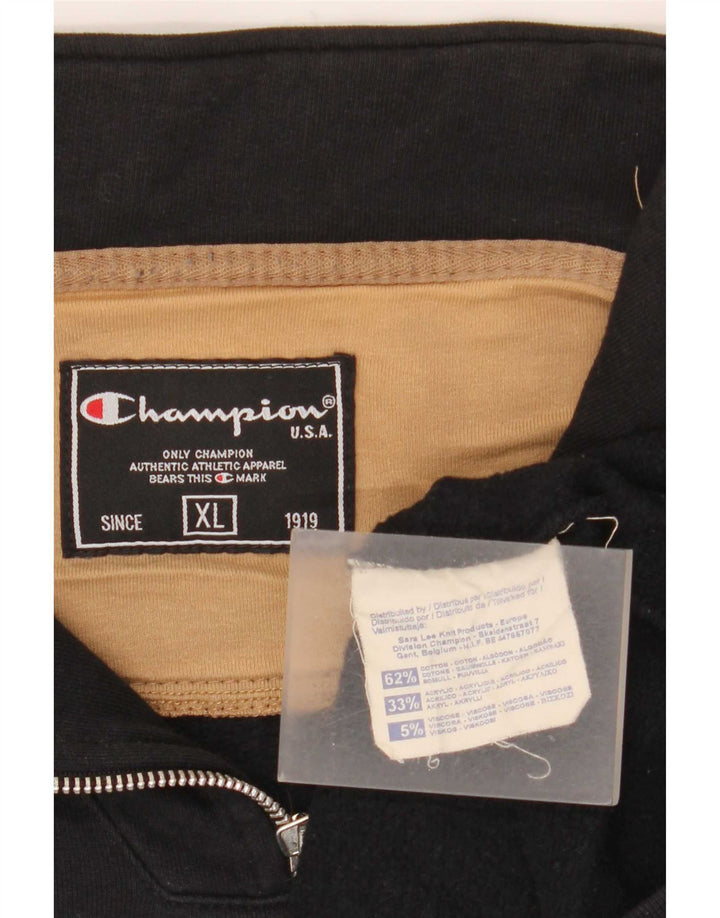 Champion Sweat-shirt à col zippé pour homme XL Noir Coton