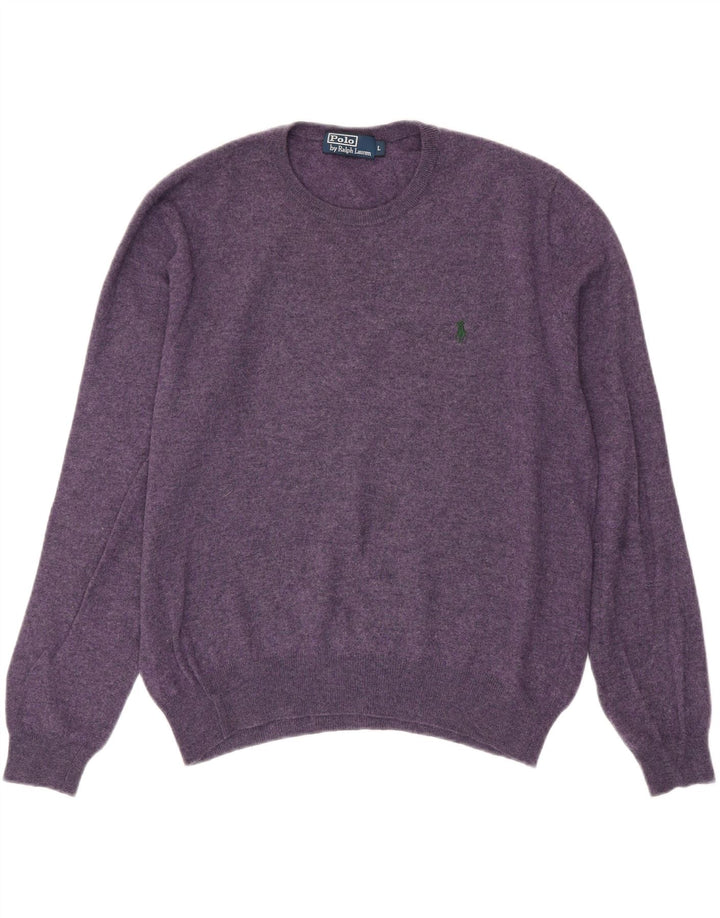 POLO RALPH LAUREN Pull à col rond pour homme Large Violet Moucheté