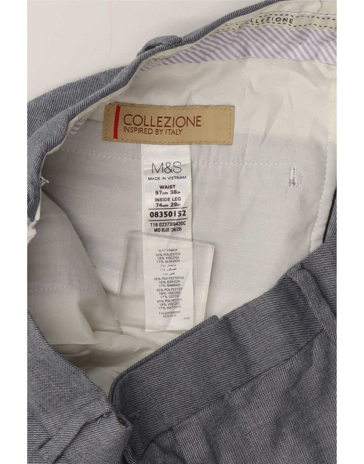 Marks & Spencer Pantalon décontracté droit pour homme W38 L29 Bleu Polyester