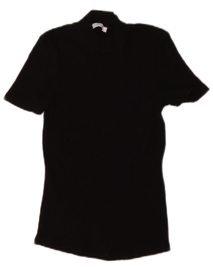 Zara T-Shirt Femme Top UK 8 Petit Noir
