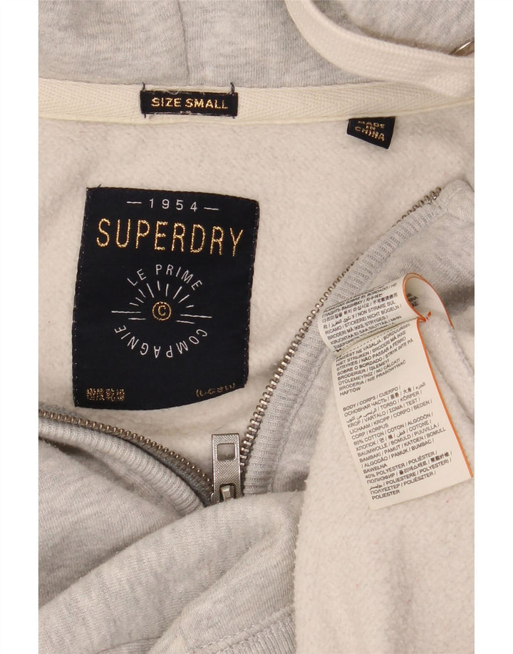SUPERDRY Pull à capuche zippé graphique pour homme en coton moucheté petit gris