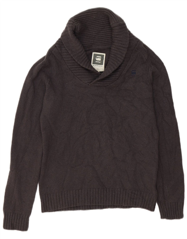 G-Star Pull à col châle homme gris moyen laine d'agneau