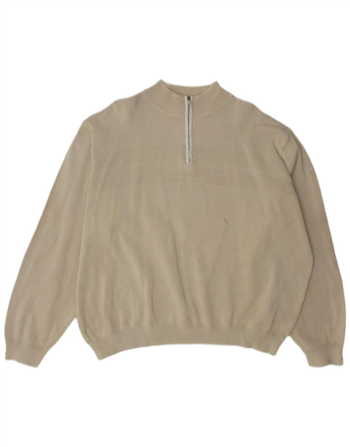 Marks & Spencer Pull col zippé pour homme en coton beige 2XL