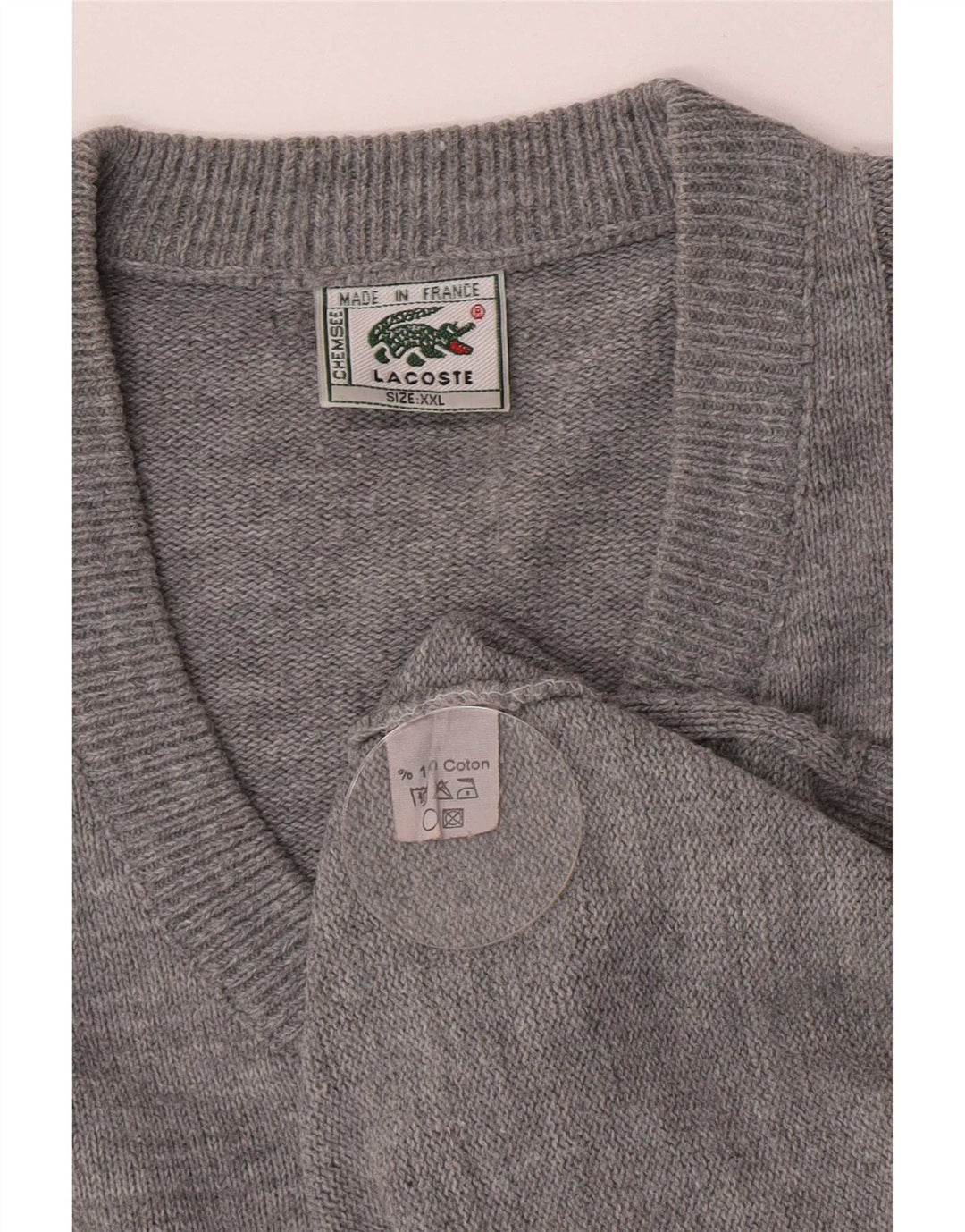 Lacoste Pull col V pour homme 2XL Gris Coton