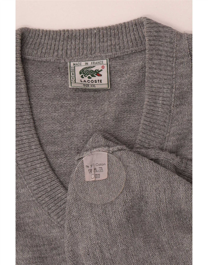 Lacoste Pull col V pour homme 2XL Gris Coton
