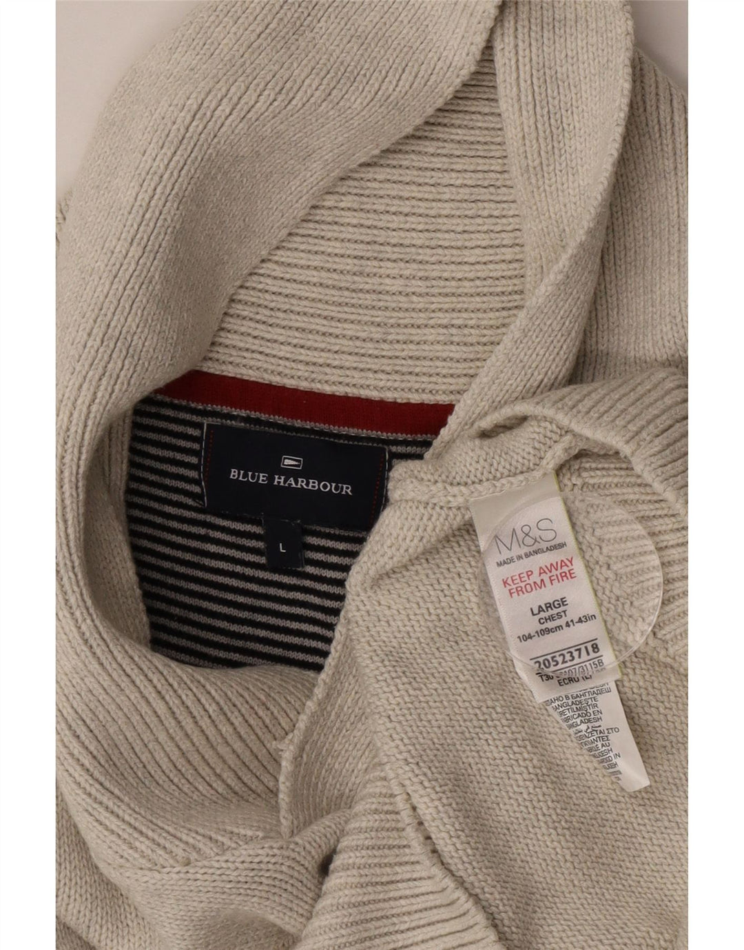 MARKS & SPENCER Pull à col châle pour homme UK 41/43 Large Gris