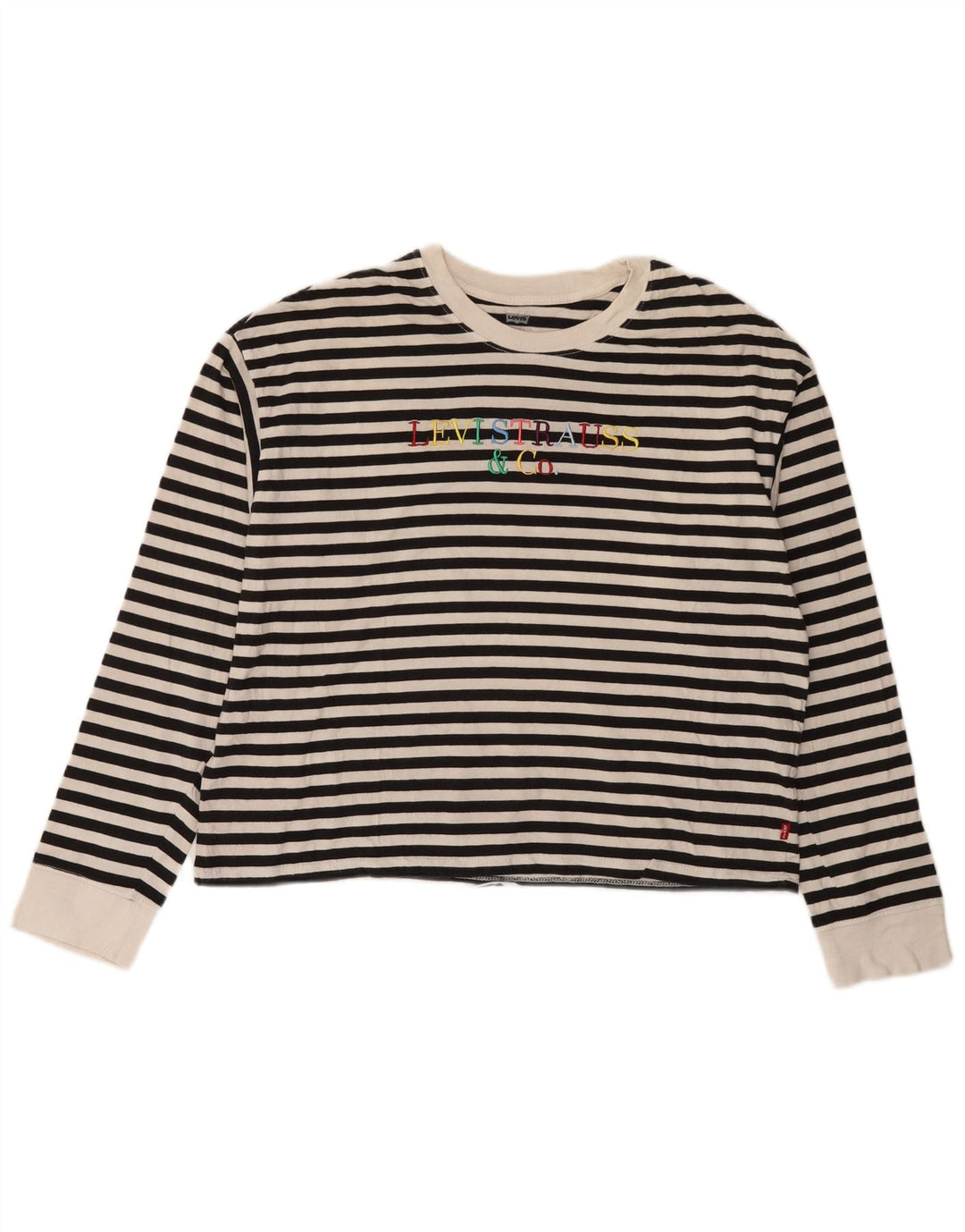 LEVI'S Haut graphique à manches longues pour femme UK 14 Medium Noir Rayé