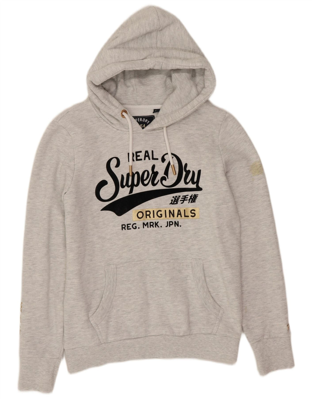 Superdry Pull à capuche graphique pour femme UK 12 Gris moyen Polyester