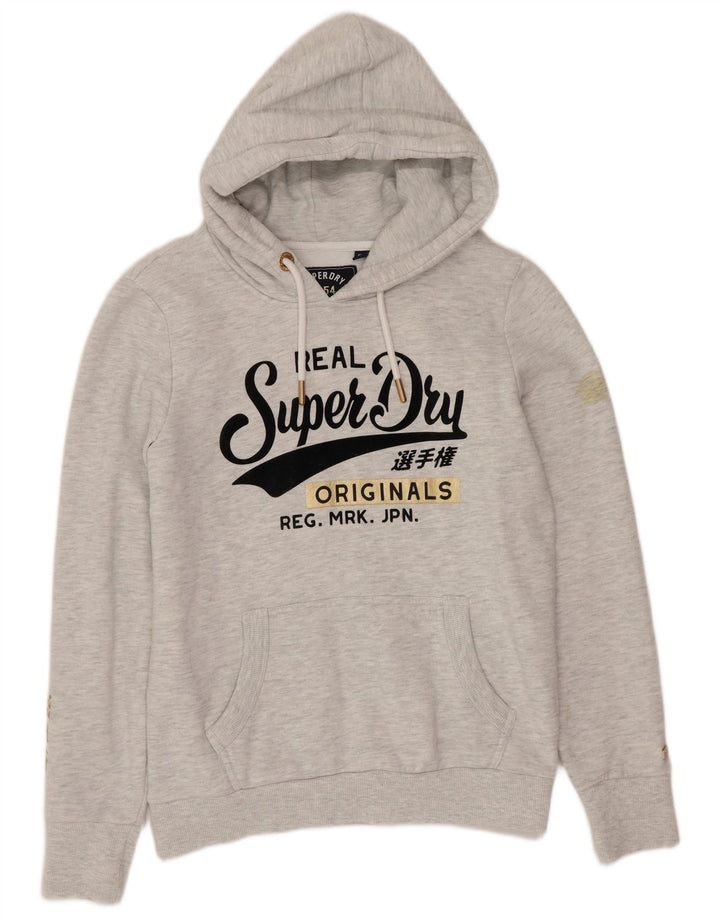 Superdry Pull à capuche graphique pour femme UK 12 Gris moyen Polyester