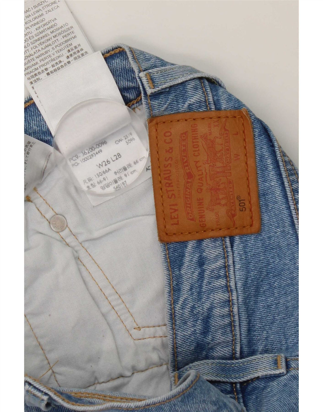 Levi's Jean Droit 501 Femme W26 L28 Bleu Coton
