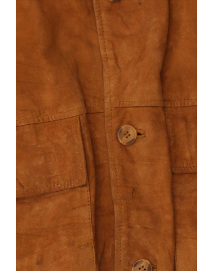 vintage Mens Suede Bomber Jacket IT 50 Grand Cuir Marron