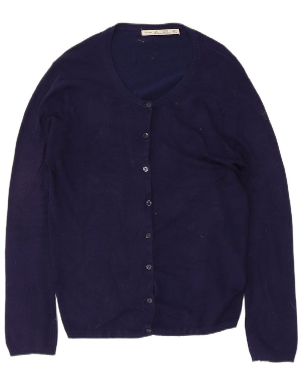 Zara Womens Cardigan Sweater UK 14 Large Navy Blue