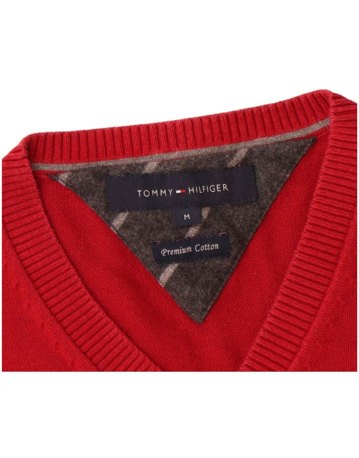 TOMMY HILFIGER Pull Col V Homme Rouge Moyen Coton