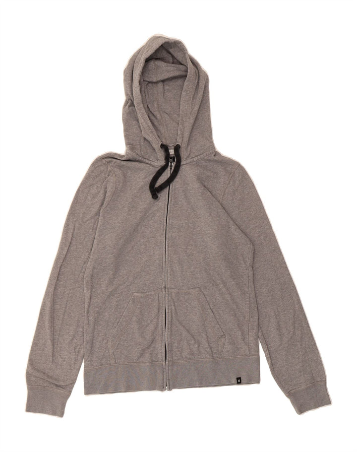 HURLEY Womens Zip Hoodie Sweater UK 12 Medium Grey Cotton Vintage Hurley and Second-Hand Hurley from Messina Hembry 