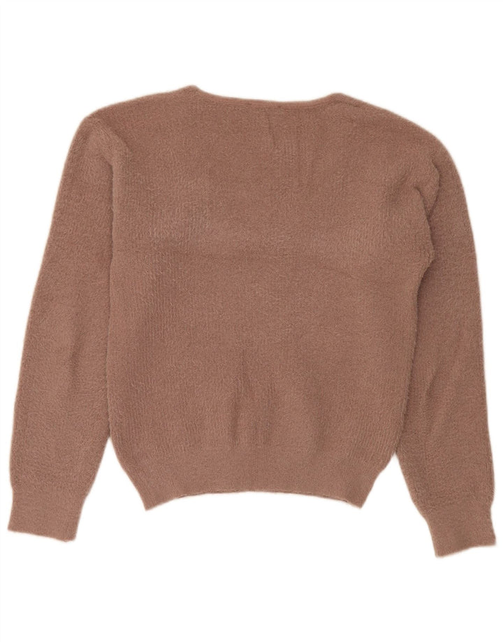Zara Pull surdimensionné à col en V pour femme UK 10 Petit Marron Polyester