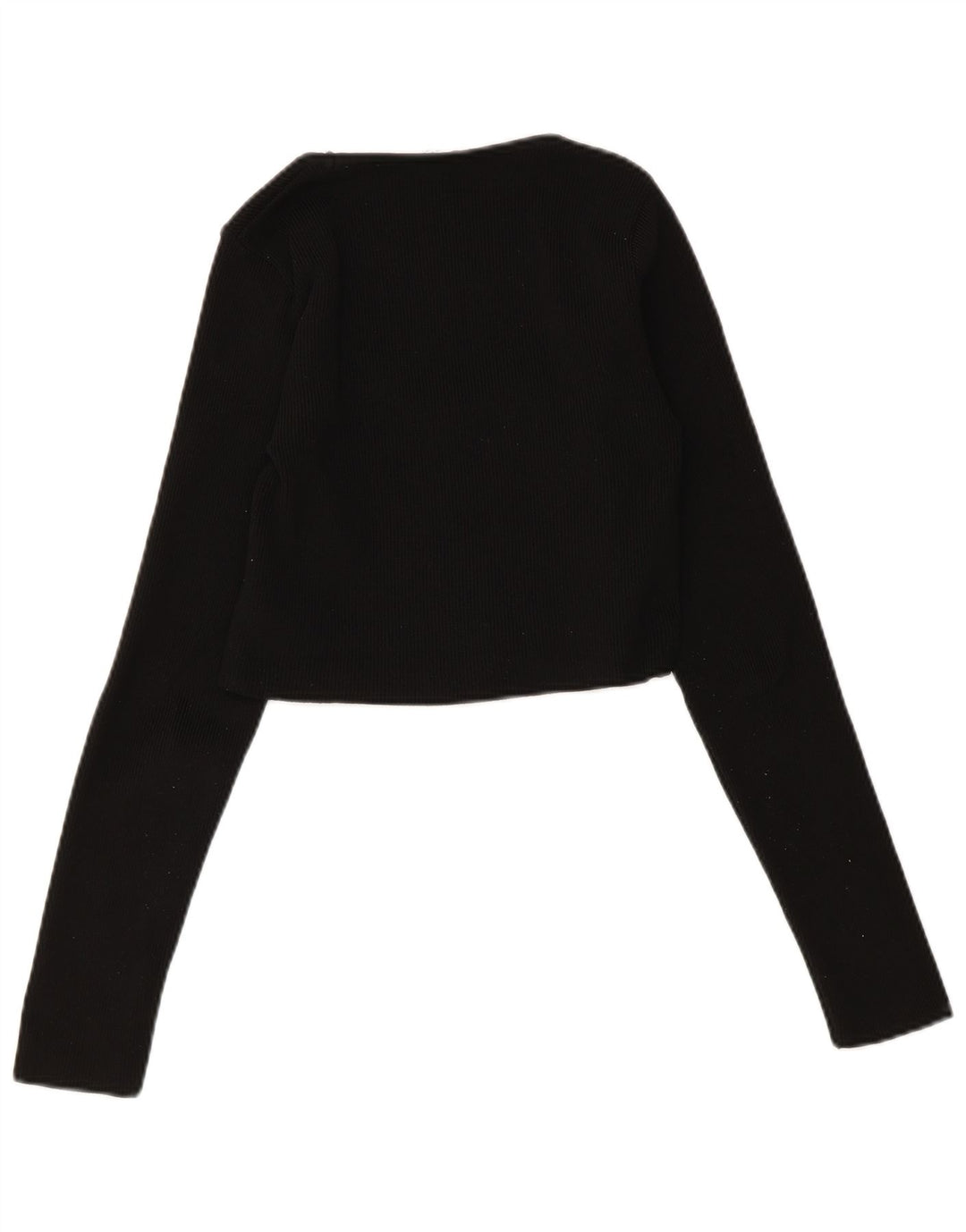 Zara Womens Crop Cardigan Pull UK 12 Moyen Noir Polyester