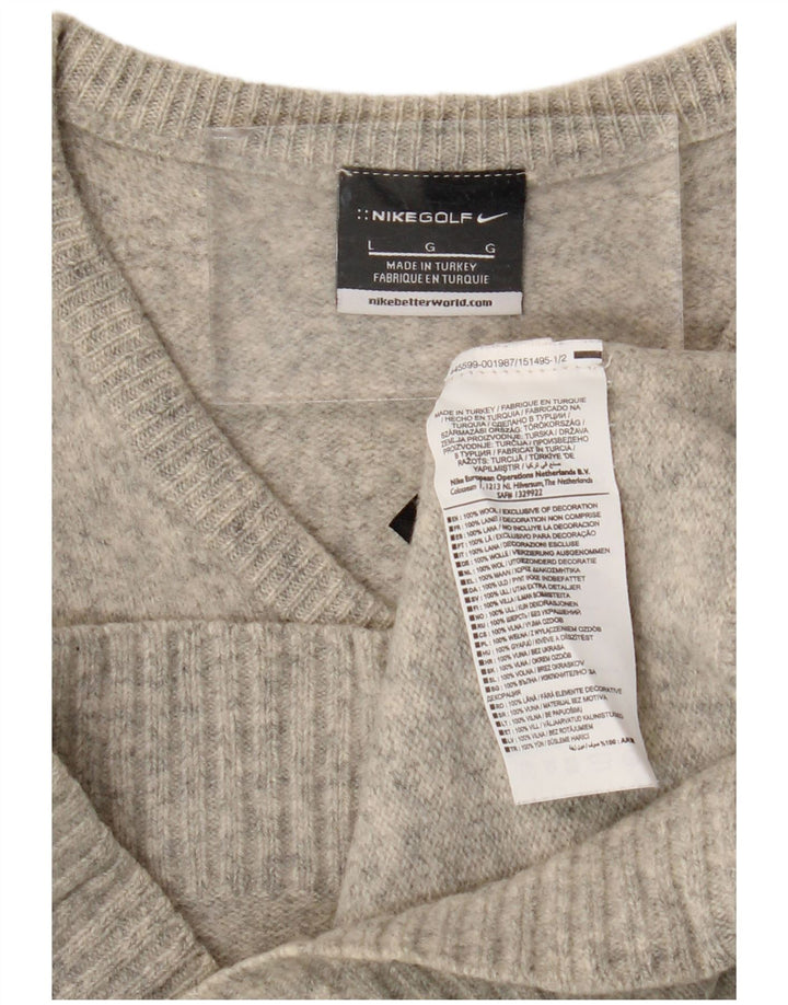 Nike Pull col V pour femme UK 14 Grande laine mouchetée grise