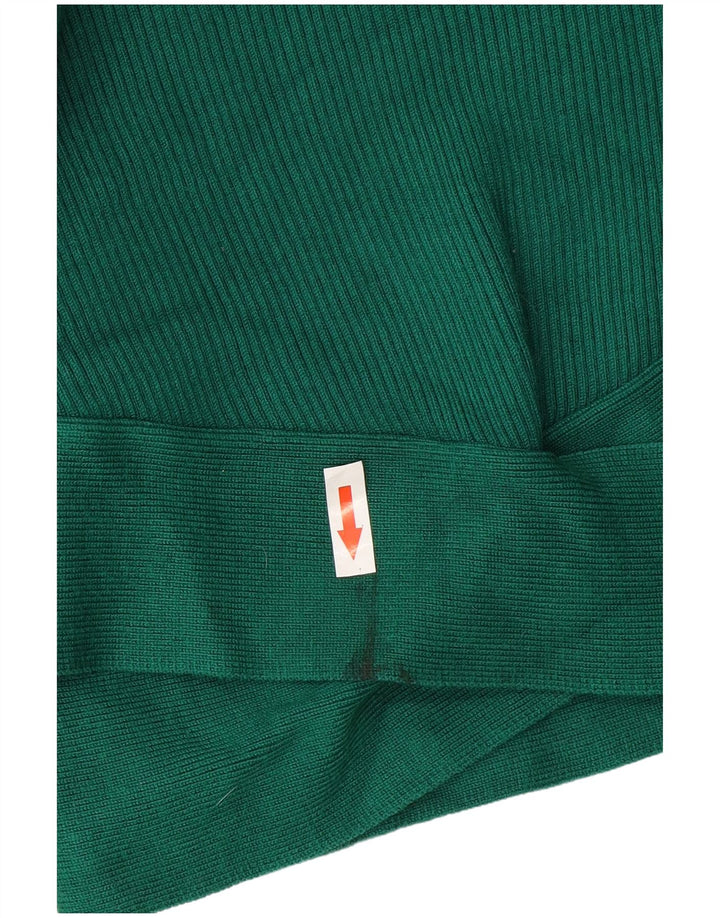 Zara Femme Crop Top Manches Longues UK 12 Vert Moyen Viscose