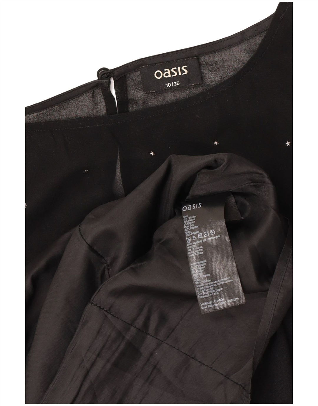 Oasis Robe fourreau chauve-souris pour femme UK 10 Petit noir à pois en polyester