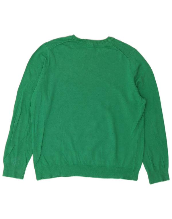 John Lewis Pull à col rond pour femme UK 14 Grand coton vert