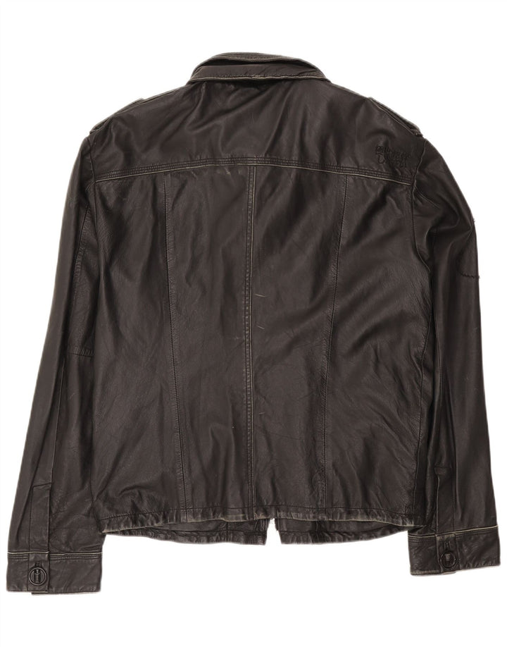 Superdry Veste en cuir pour homme UK 42 XL Cuir noir