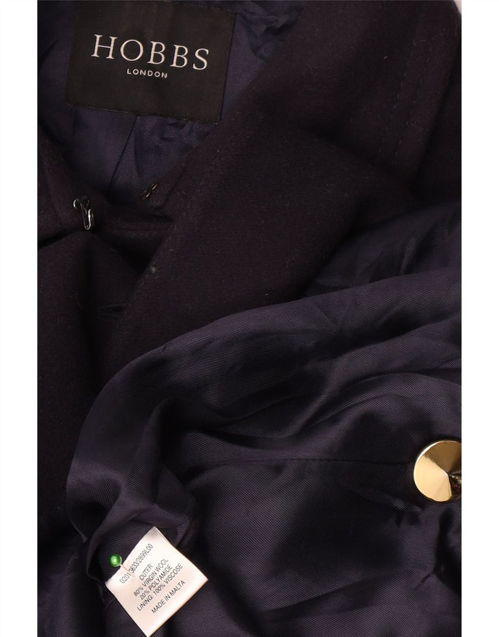 Hobbs Manteau double boutonnage pour femme UK 10 Petite laine vierge bleu marine