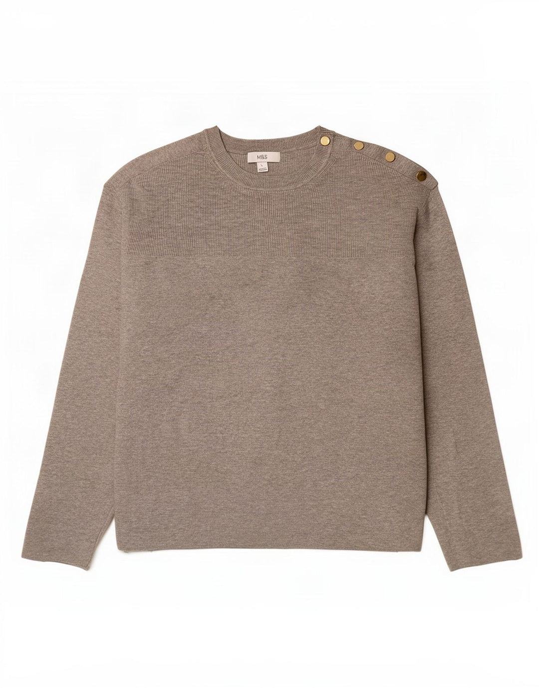 Marks & Spencer Pull surdimensionné à col rond pour femme UK 16 Large Gris