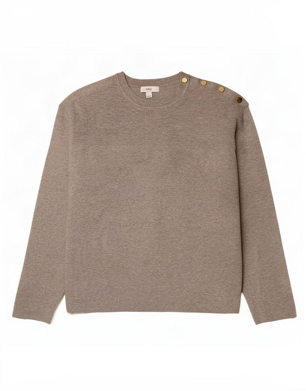 Marks & Spencer Pull surdimensionné à col rond pour femme UK 16 Large Gris