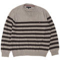 Tommy Hilfiger Pull Col V Homme Gris Moyen Rayé Coton