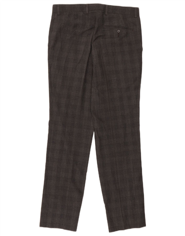 Marks & Spencer Pantalon de costume slim pour homme W30 L31 Gris à carreaux Polyester