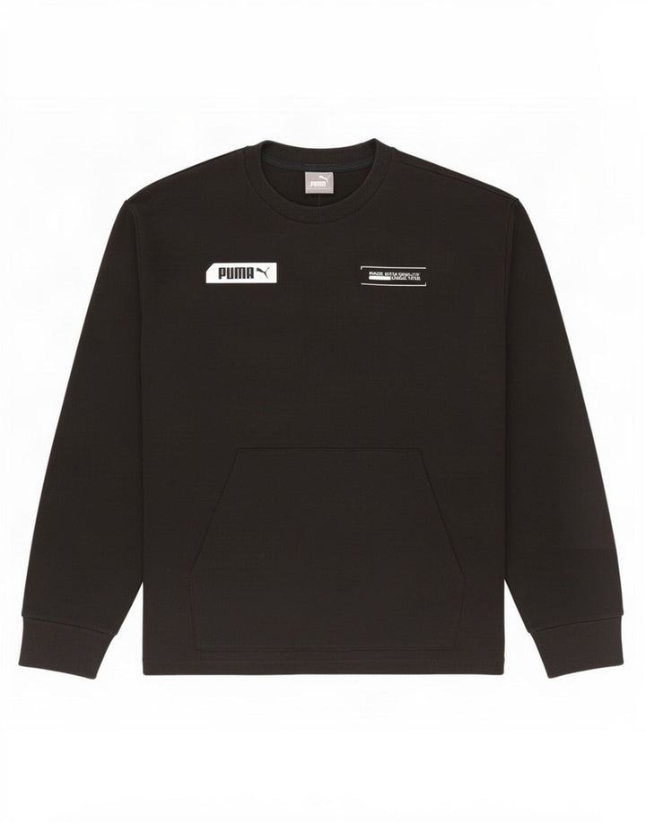 Puma Sweat-shirt graphique pour homme en coton noir Taille S