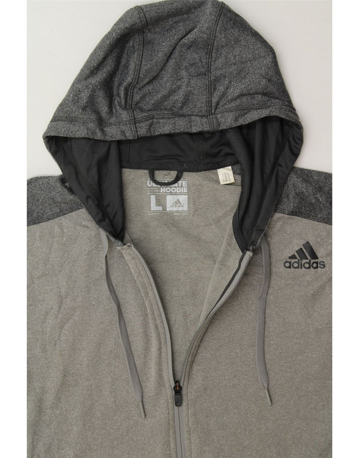 ADIDAS Mens Zip Hoodie Sweater Large Grey Polyester Vintage Adidas and Second-Hand Adidas from Messina Hembry 
