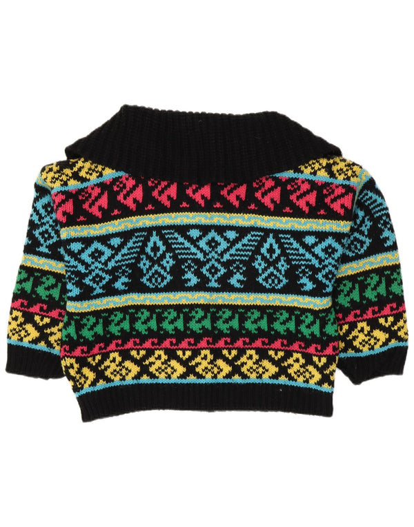 VINTAGE Femmes Cardigan surdimensionné Pull UK 16 Grand Multicolore