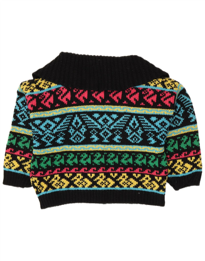 VINTAGE Femmes Cardigan surdimensionné Pull UK 16 Grand Multicolore