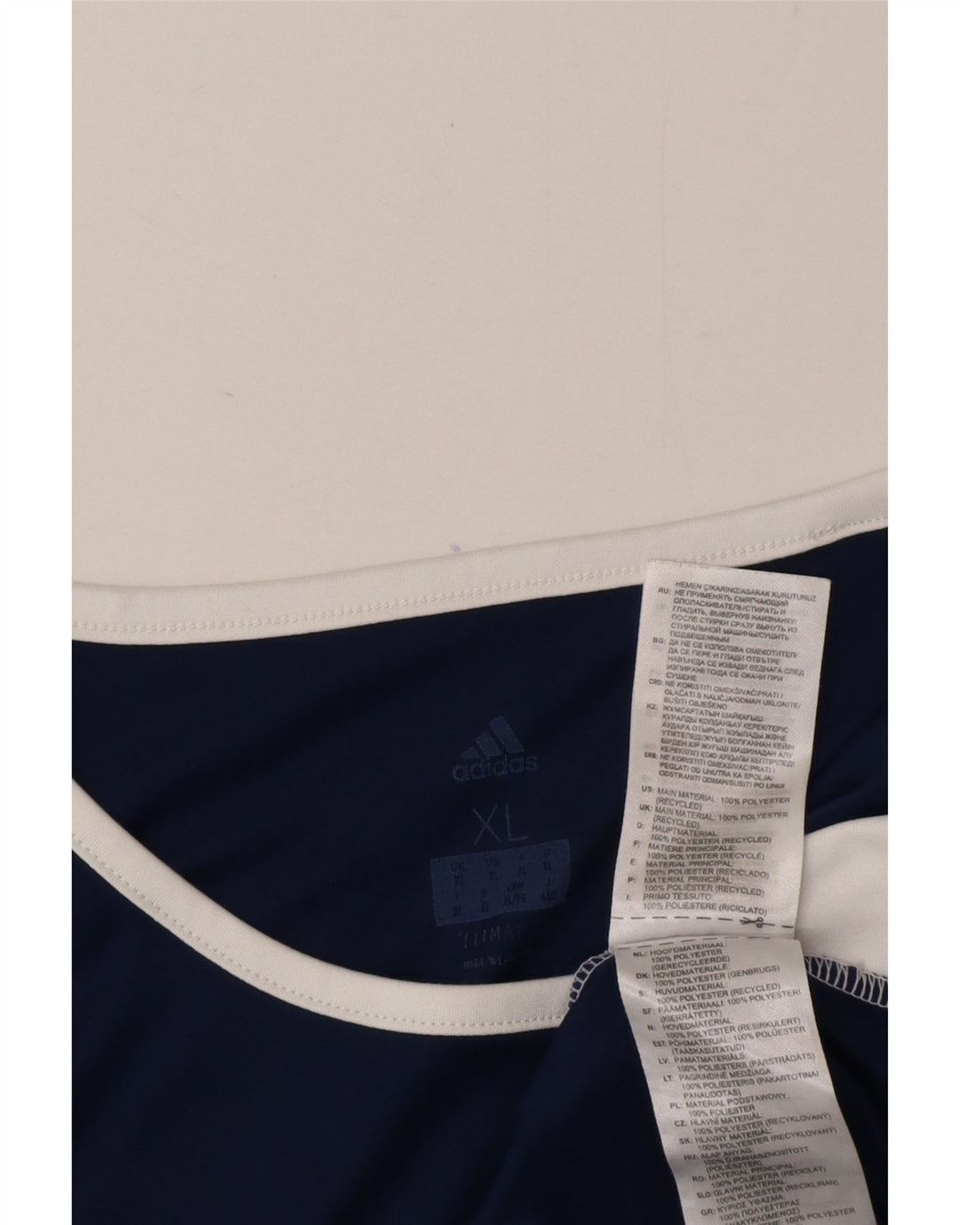 Adidas Climalite T-Shirt Top XL Bleu Marine Colorblock Polyester