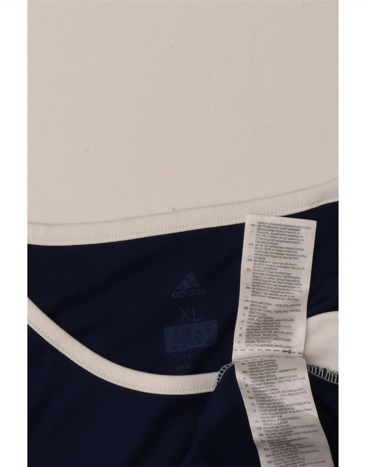 Adidas Climalite T-Shirt Top XL Bleu Marine Colorblock Polyester