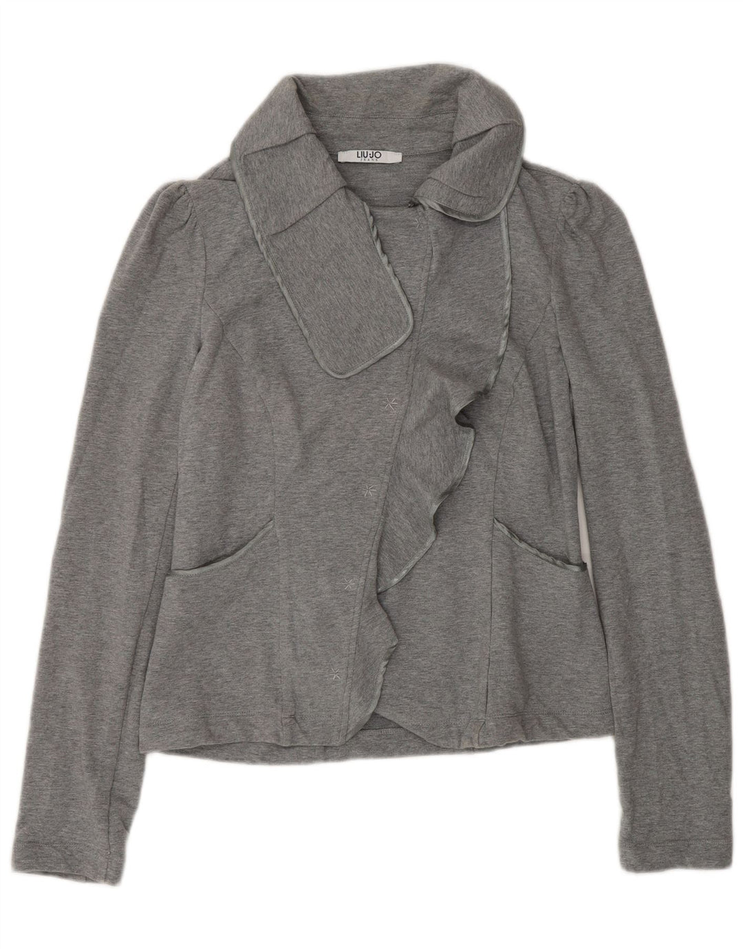 Liu Jo Femme Cardigan Top UK 12 Gris Moyen Coton