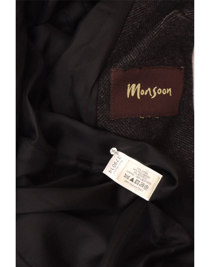 Monsoon Manteau classique en laine à chevrons pour homme UK 38 Gris moyen