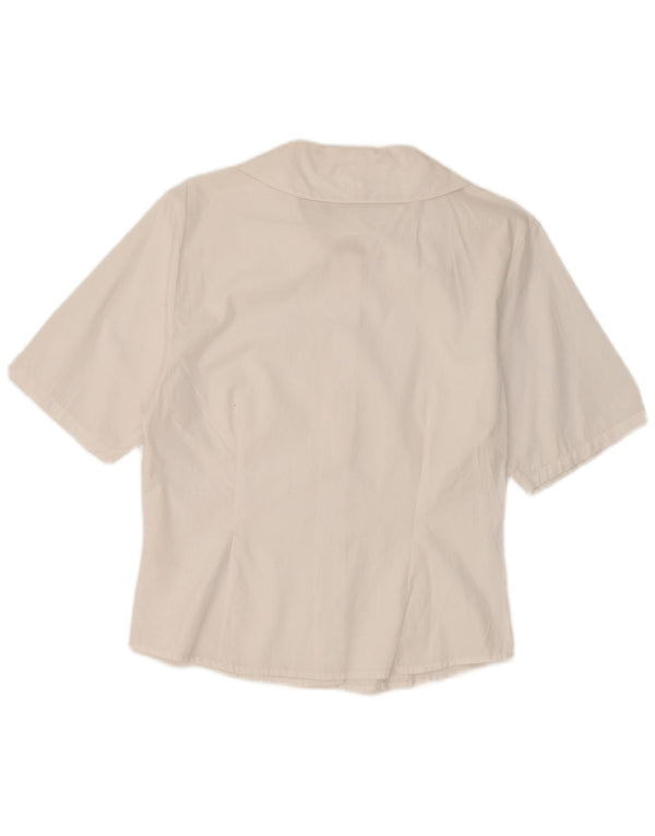 vintage Femme Chemise À Manches Courtes Blouse UK 12 Moyen Blanc