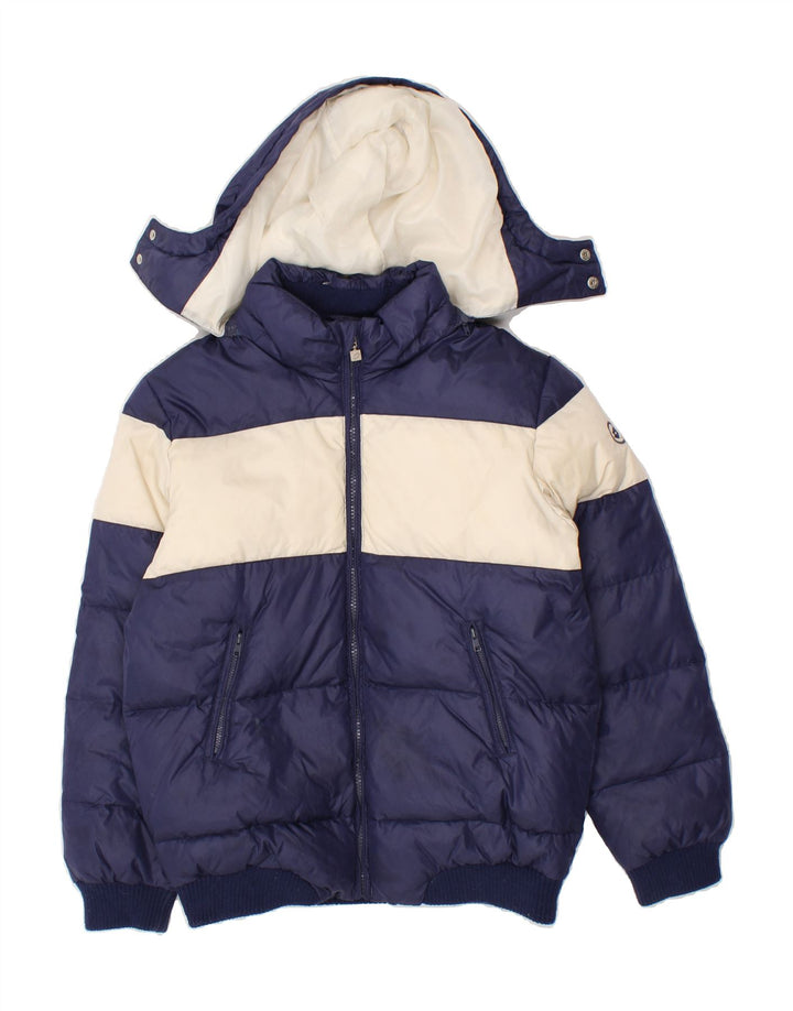 LOTTO Boys Hooded Padded Jacket 11-12 Years Medium  Navy Blue Colourblock Vintage Lotto and Second-Hand Lotto from Messina Hembry 