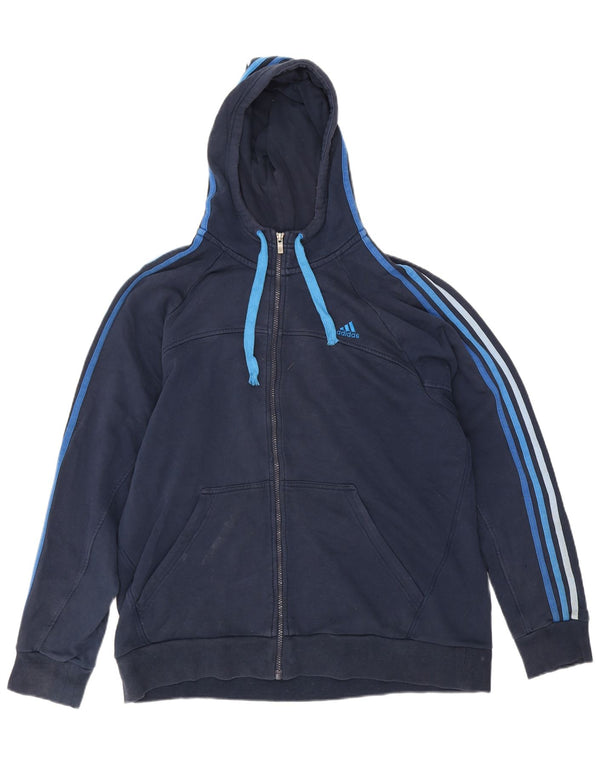 Adidas Pull à capuche zippé pour homme XL en coton bleu marine