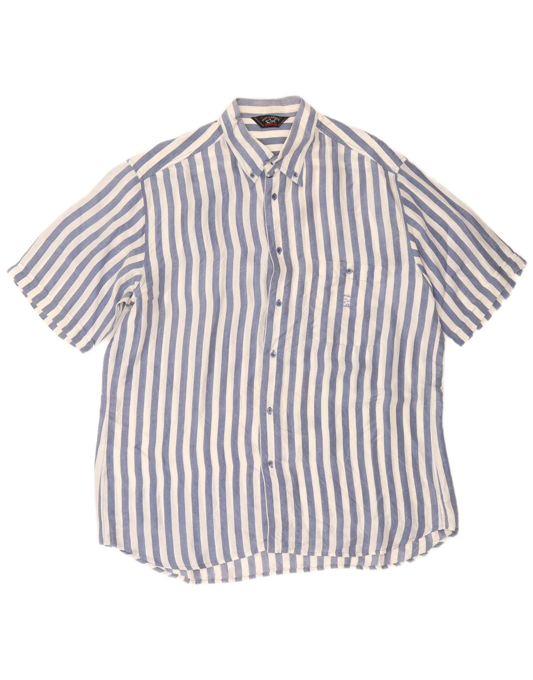 PAUL & SHARK Chemise à Manches Courtes Yachting Homme Bleu Rayé Soie XL