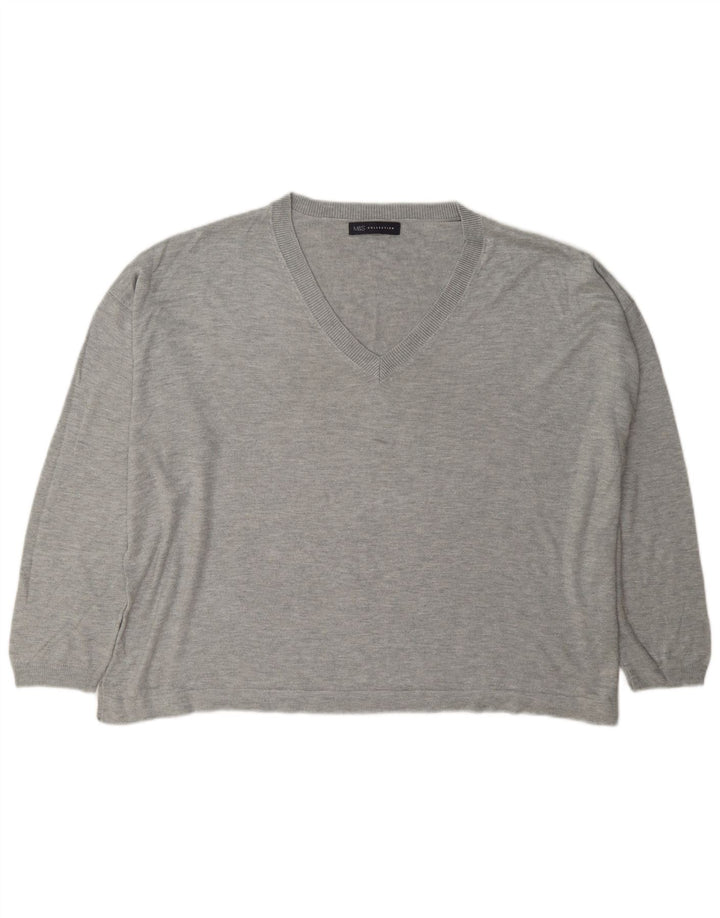 Marks & Spencer Pull surdimensionné à col en V pour femme UK 18 XL Gris
