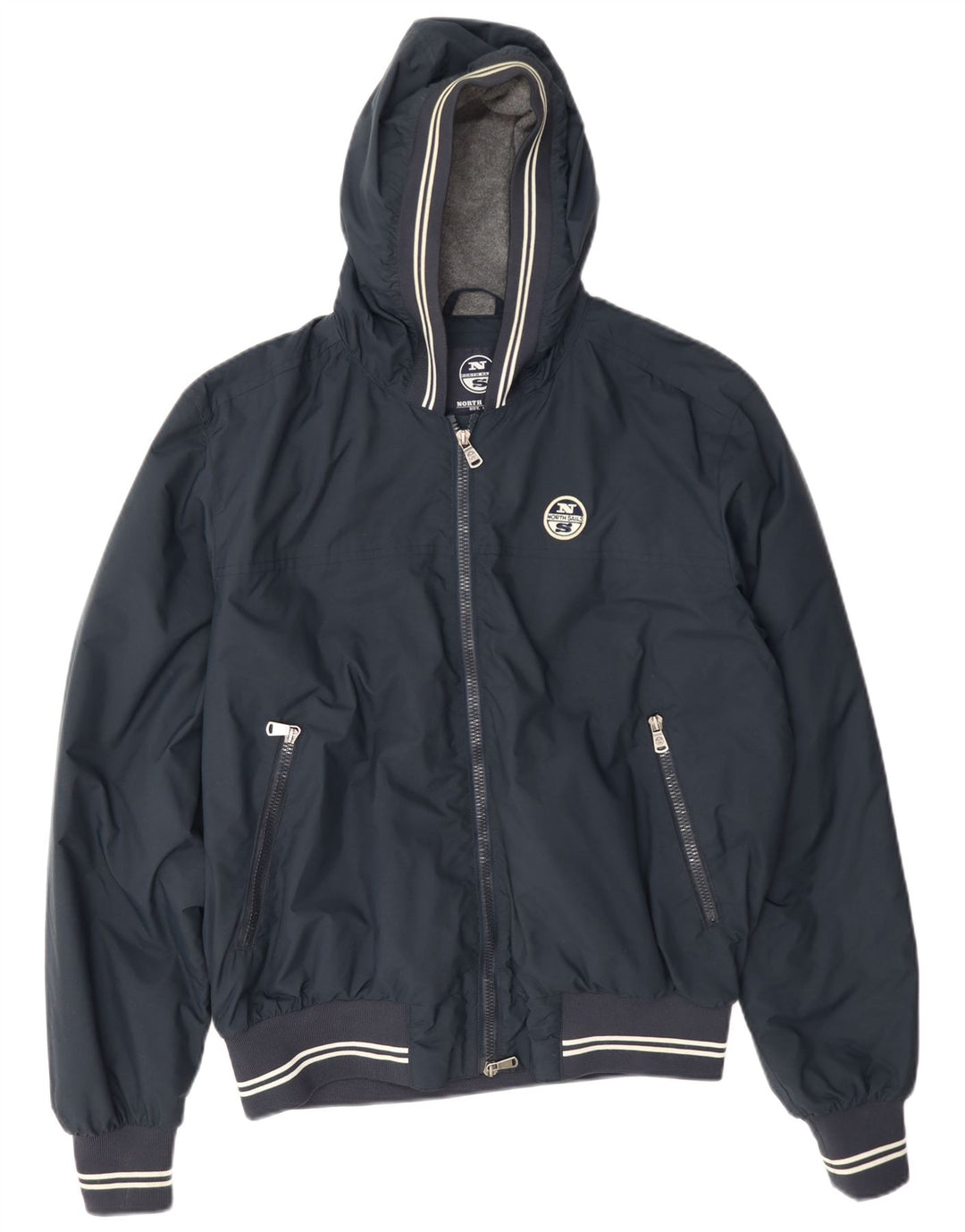 North Sails Veste bomber à capuche pour homme UK 40 Large Bleu Marine Polyamide