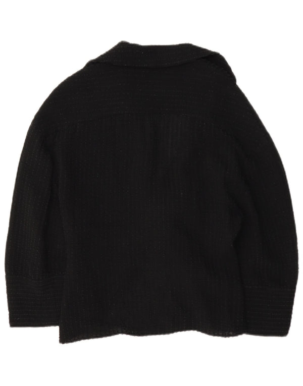 Zara Chemisier à manches 3/4 pour femme avec cravate sur le devant, UK 12, viscose noire moyenne