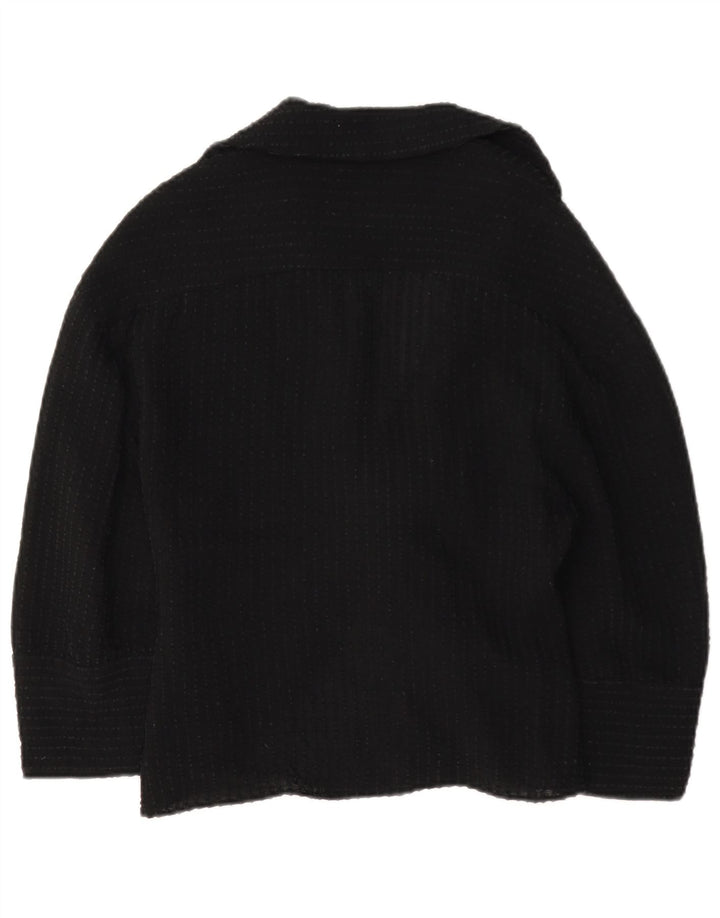 Zara Chemisier à manches 3/4 pour femme avec cravate sur le devant, UK 12, viscose noire moyenne