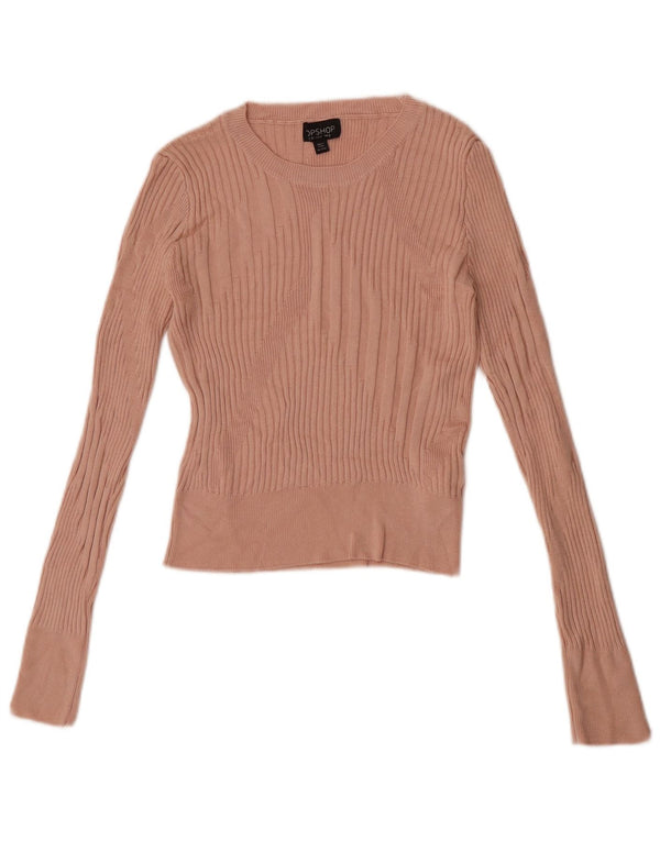 Topshop Femme Crop Top Manches Longues UK 6 XS Rose Viscose